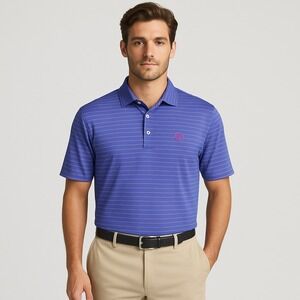 PETER MILLAR Summer Comfort Drum Performance Jersey Polo in Starboard Blue XL